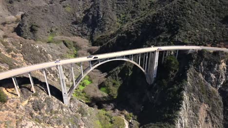 bixby creek bridge near big sur coast from above in california