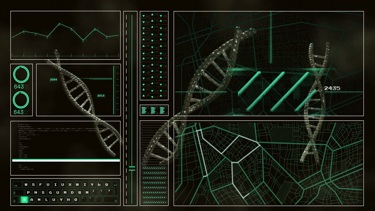 animación de análisis de adn y visualización de datos a través de la interfaz científica