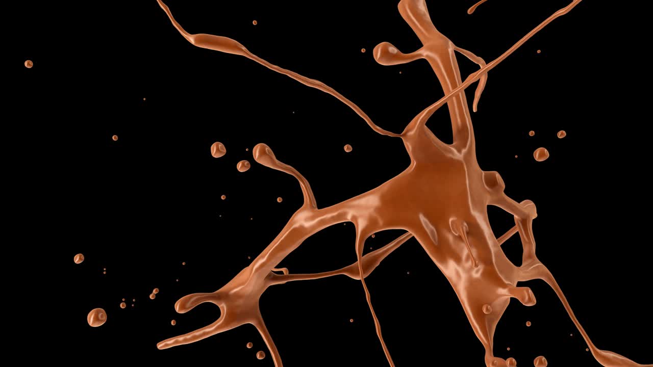 매트 알파 채널 마스크에서 액체 초콜릿을 폭발시키는 느린 동작 4k