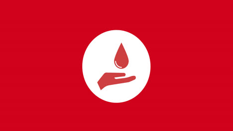 Animation-of-hand-with-waterdrop-icon-over-red-background