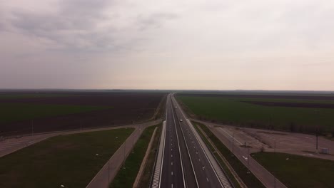 aerial shot on highway with low traffic