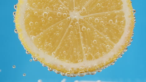 lemon slice in soda water