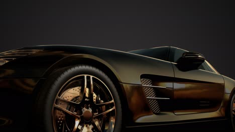 coche deportivo de lujo en un estudio oscuro con luces brillantes