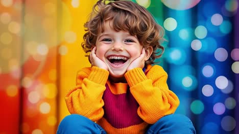 a little boy sitting on the ground with his hands on his face