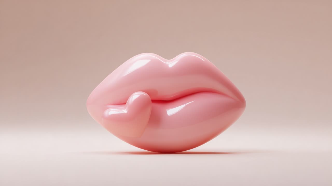 Aesthetic and Playful Pink Lips Sculpture with Heart Detail Capturing Romantic and Artistic Vibes, Perfect for Contemporary Art Lovers and Home Decor Enthusiasts