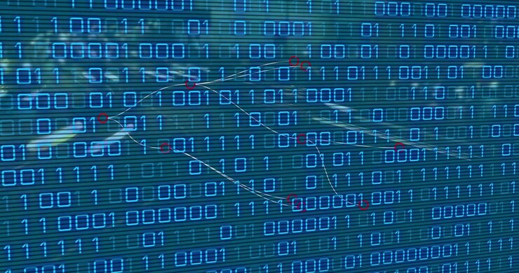 Digital Binary Code Background with Animated Data Flow Lines