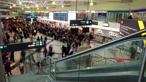 timelapse video from hungary, budapest, liszt ferenc international airport terminal 2b at check in desks. mmxix.xii.xxxi