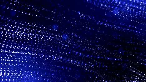 la animación de bucle de renderizado 3d de las partículas de brillo forma líneas oscilantes como guirnalda oscilante como fondo festivo o fondo abstracto de partículas con profundidad de campo y bokeh como bucle vj. azul 18