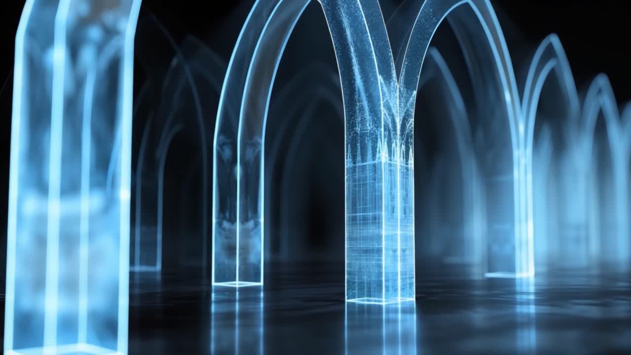 Abstract Blue 3D Arches