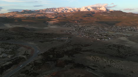 santa clara volcano and saint george city in diamond valley, utah, usa. - aerial shot