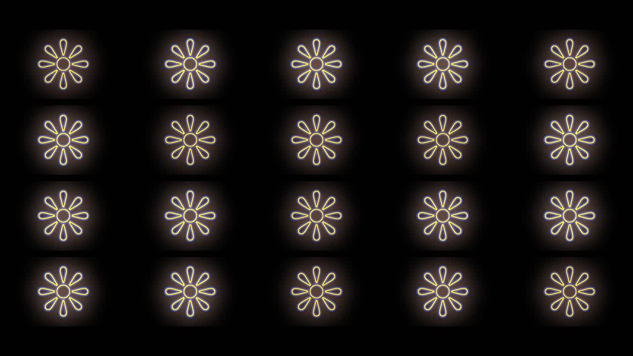 patrón abstracto de flores de verano con luz de neón