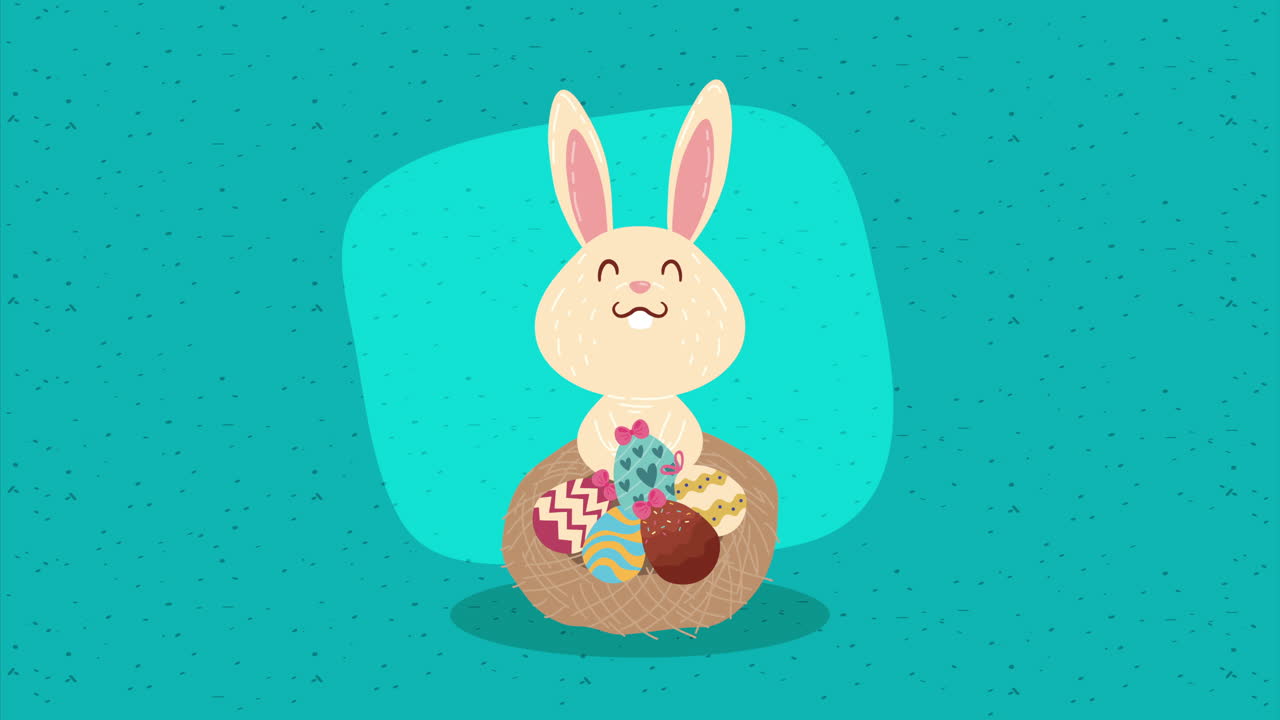 토끼 와 함께 둥지 에 그려진 봄 달