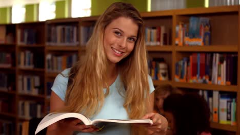 students reading together in the library