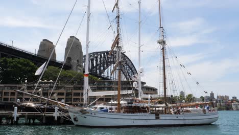 tall ship docked in sydney harbour, australia