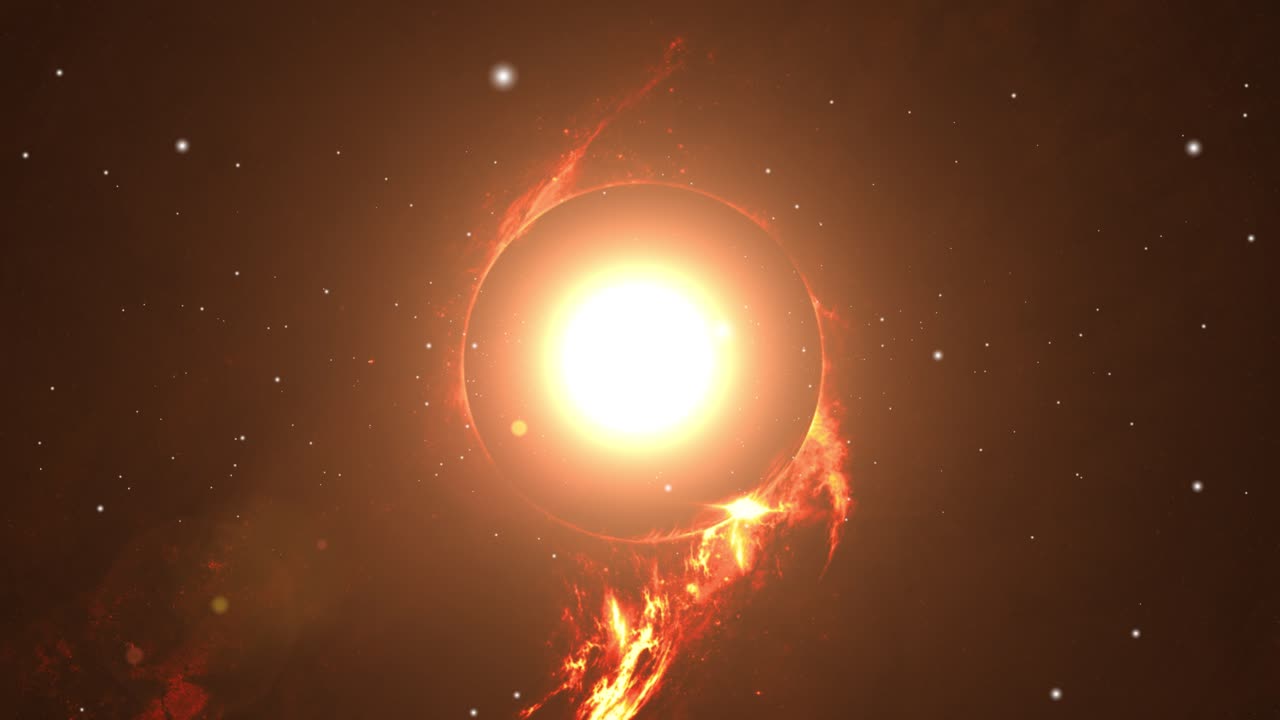 una nube de gas naranja con un centro de luz brillante en el centro forma un agujero negro en el espacio