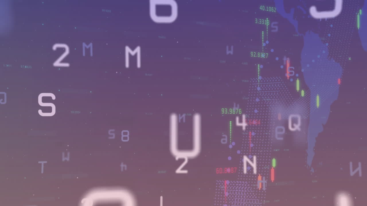 Animation of data processing on purple background