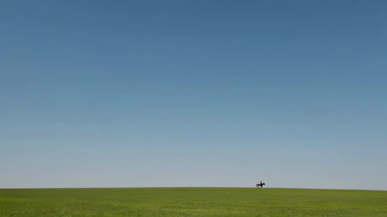 Solitary Rider in a Vast Field