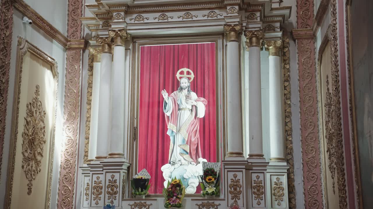 Images of religious statues in a church