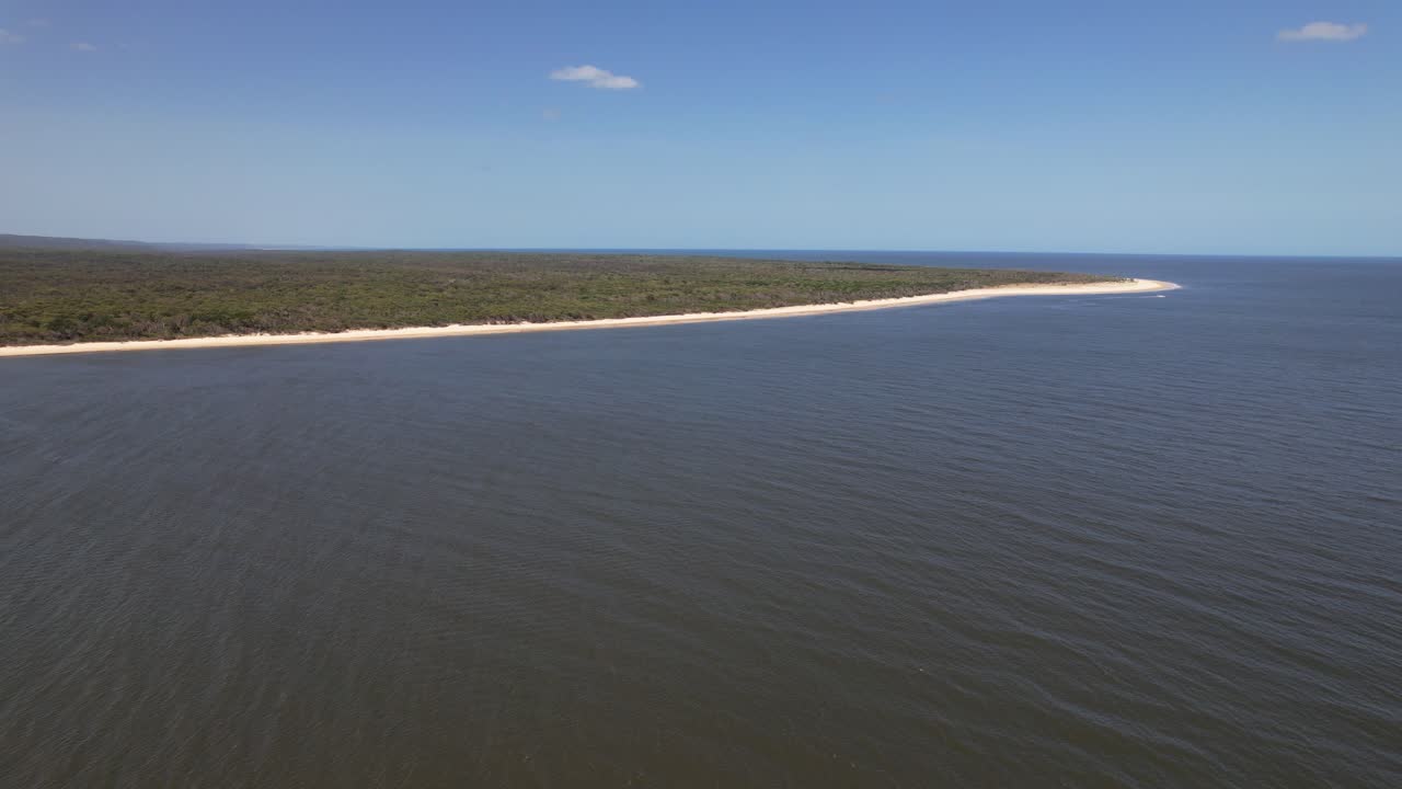 Inskip Peninsula Recreation Area In Rainbow Beach, Gympie Region Of Queensland In Australia. wide aerial shot
