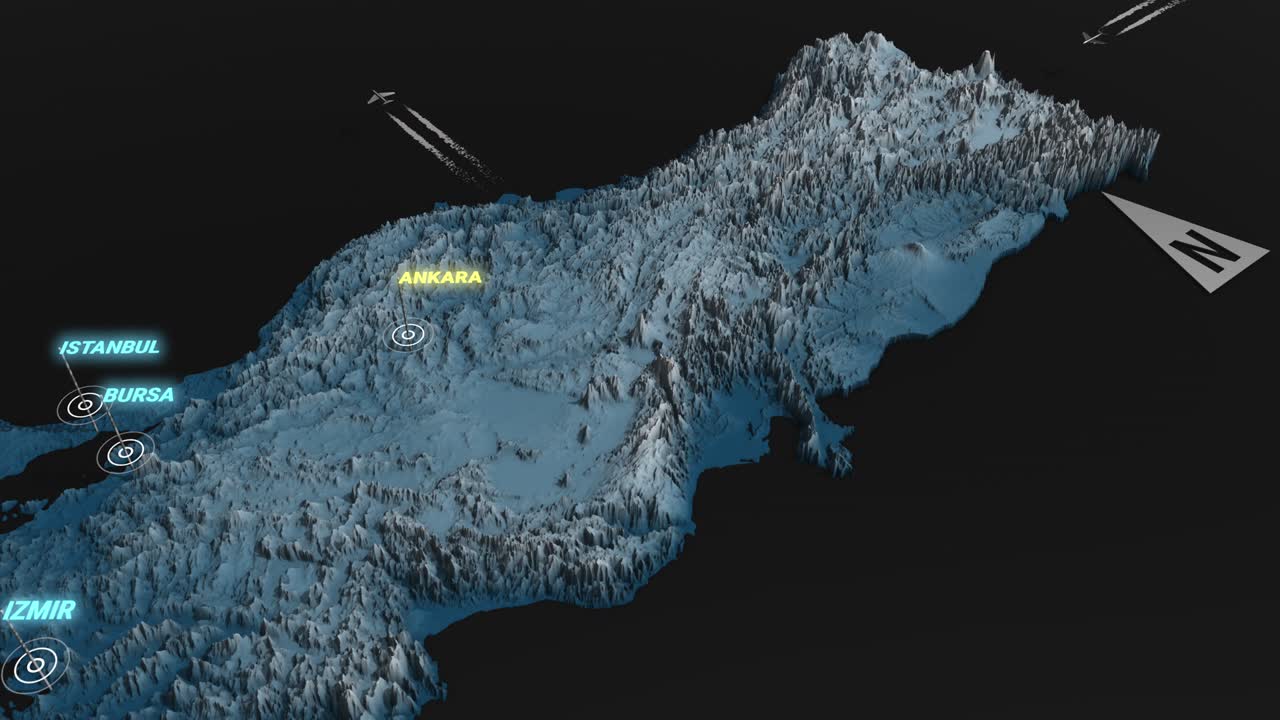 3d 지형 지도 밤 칠면조