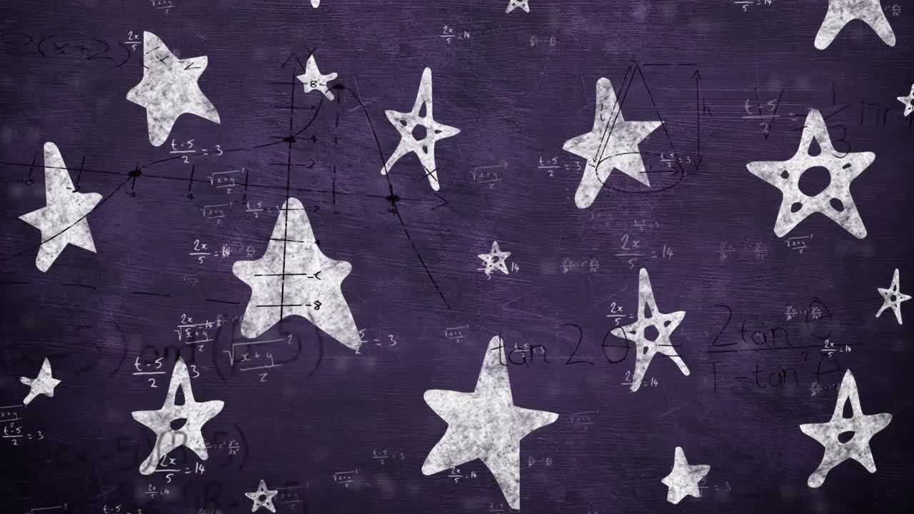 블랙보드 위에 움직이는 수학 수식의 애니메이션