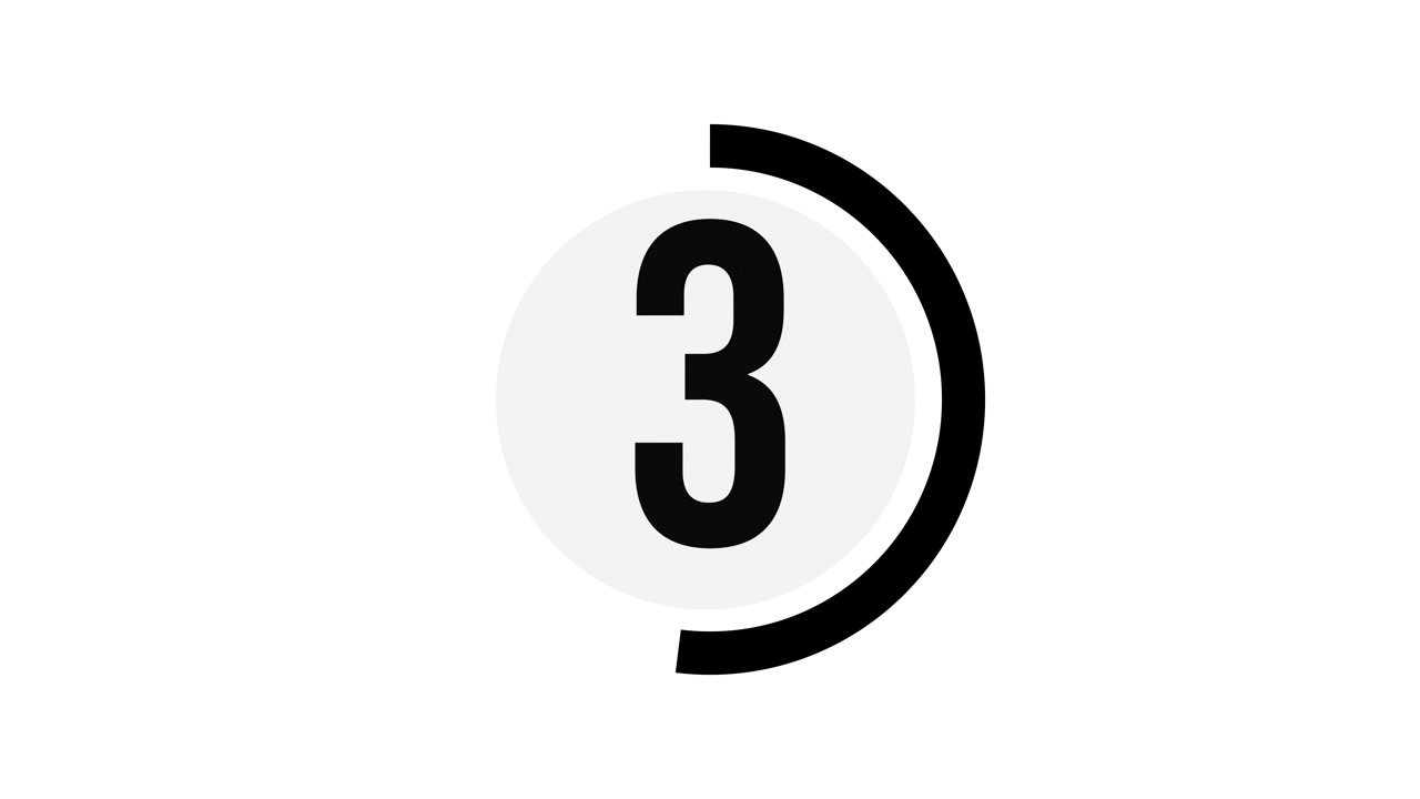 Animated Countdown Timer from Five to One on White Background