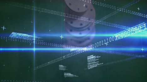 Animation of data processing over casino chips