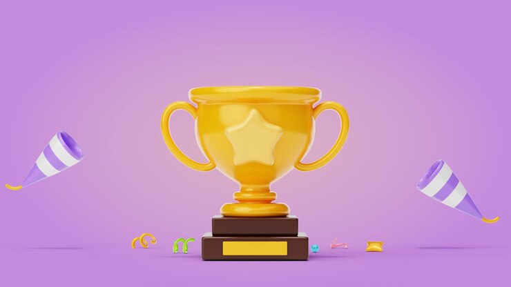 Cartoon Trophy with Celebration
