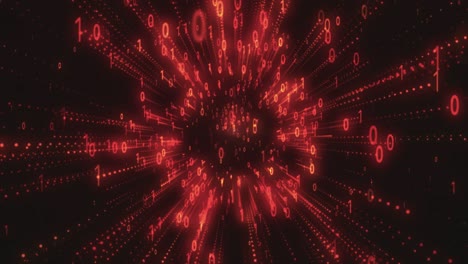 código binario fondo de color negro y rojo con dígitos que se mueven en la pantalla, concepto de la era digital. algoritmo binario, código de datos, descifrado y codificación, fondo. video de stock