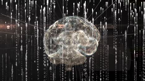 animación del procesamiento de datos a través del cerebro digital y la red de conexiones