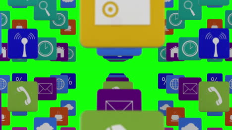 muchas filas de iconos de aplicaciones