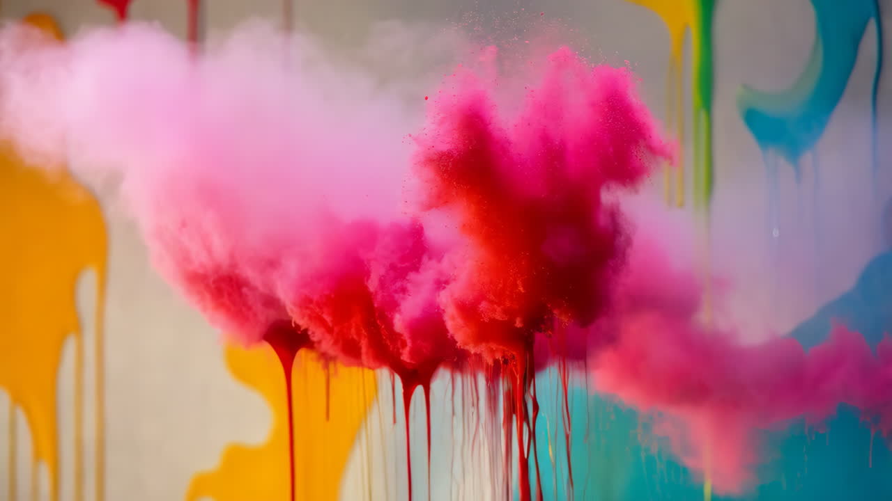 추상적인 다채로운 페인트 폭발