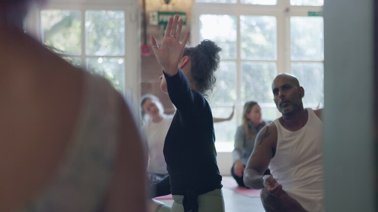 Yoga Class Practicing Meditation