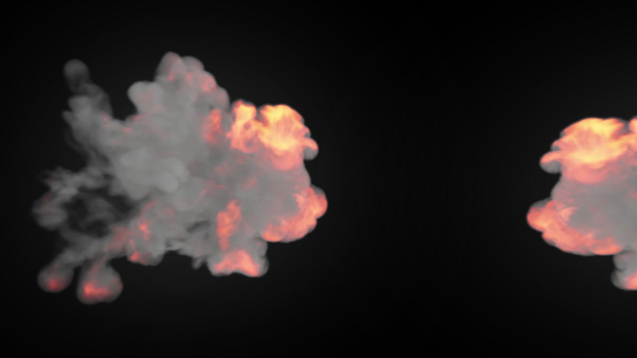 Explosion of Fire and Smoke on Black Background