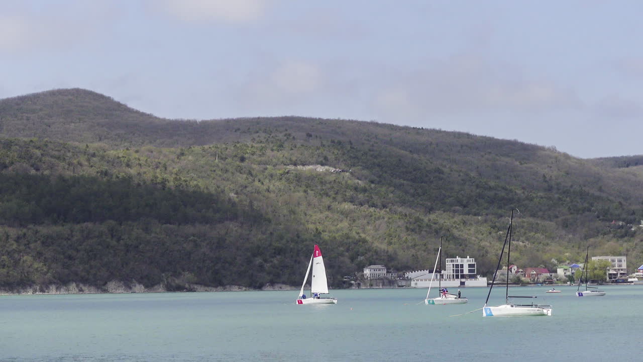 Scenic Lake View with Sailboats