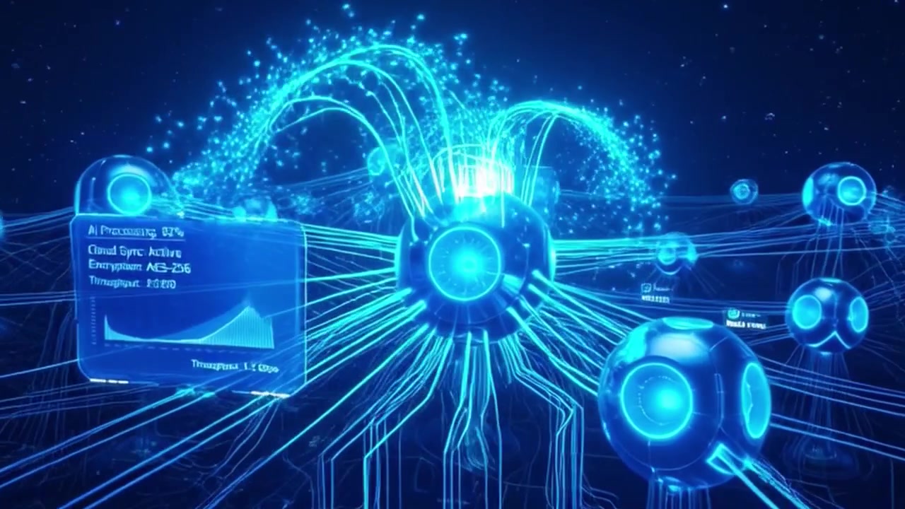 Digital Network Nodes Connecting and Processing Data in Cyberspace