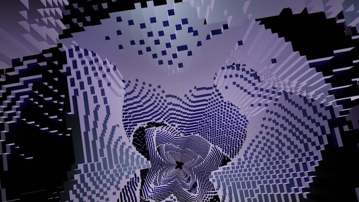 Disegno geometrico astratto in viola e blu