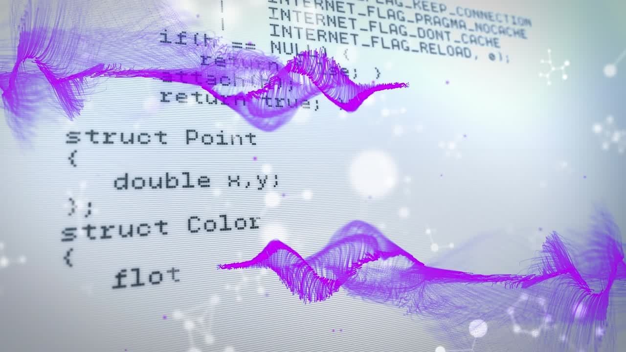 Animation of computer and scientific data processing on white background