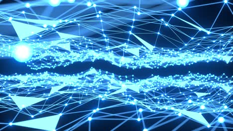 abstract background dark blue with plexus motion graphic. moving lines and dots. 3d animation