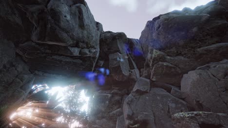 luz del sol dentro de una cueva misteriosa