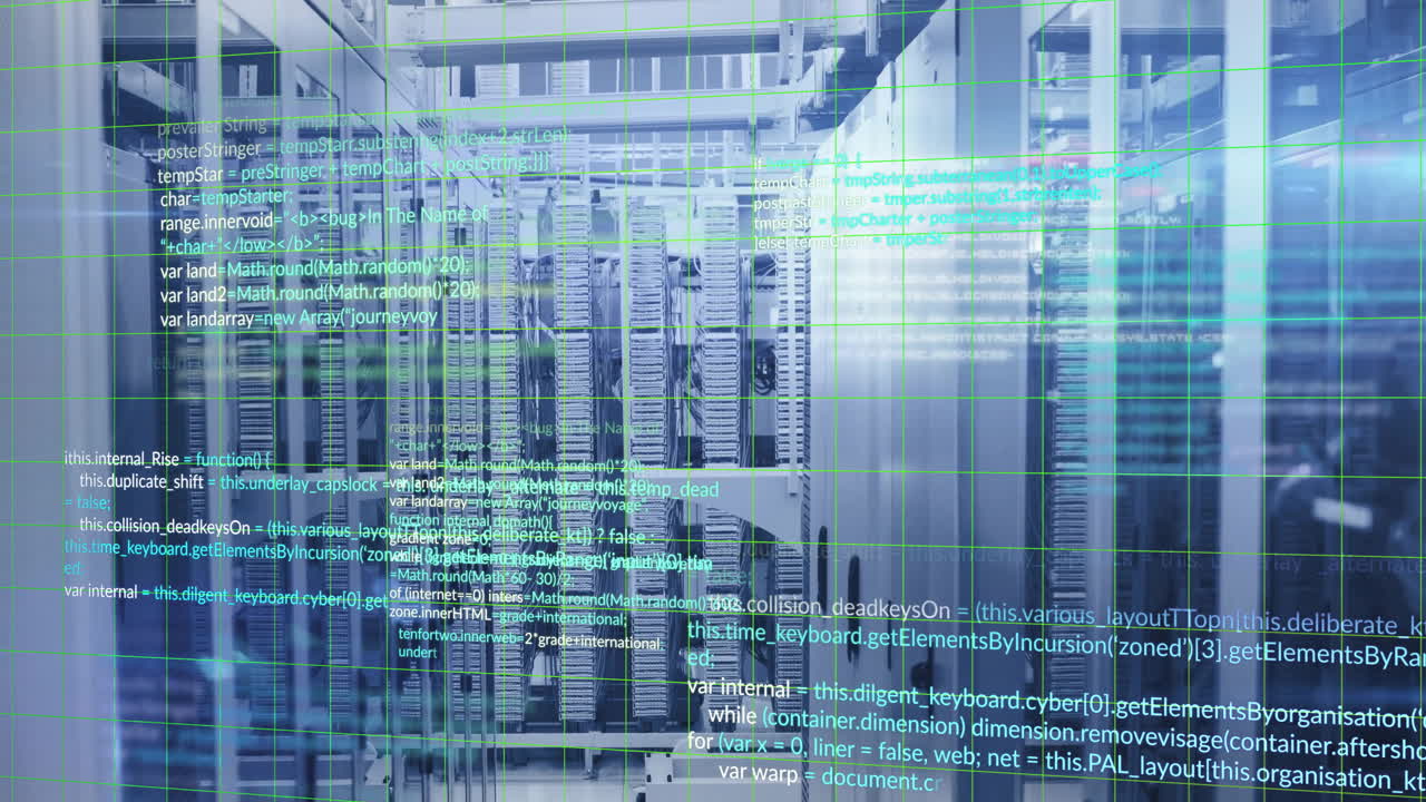 Animation of data processing over server room