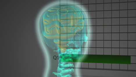 animación de gráficos y gráficos sobre cabeza giratoria sobre fondo marrón