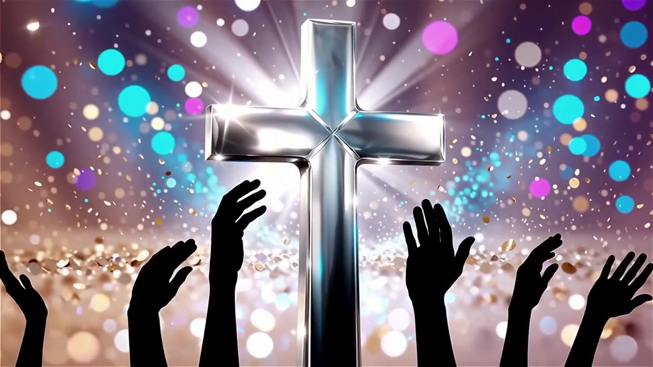 Croce Cristiana Luce Celestiale Sfondo per il Culto.