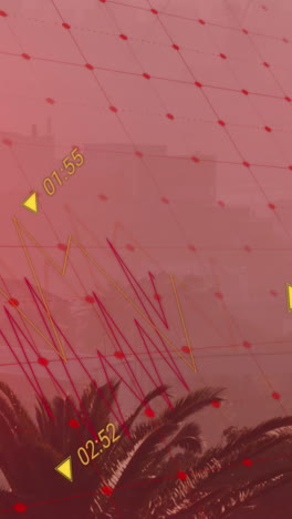 animation of flag of china and data processing over cityscape
