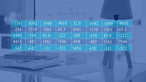 animation of data processing over work station in office