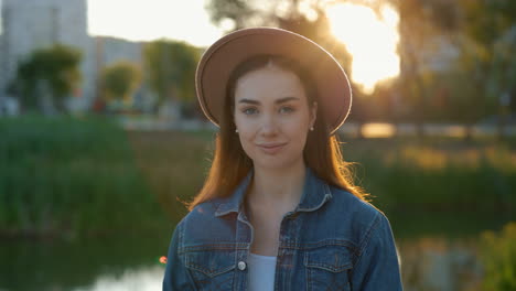 woman in a park at sunset