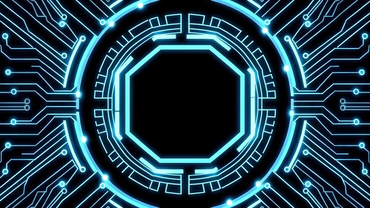 Abstract Blue Circuit Board Animation with Glowing Digital Network