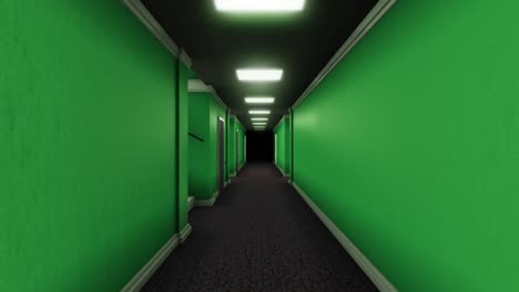 green corridor with dark ends