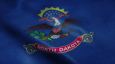 bandera del estado de dakota del norte ondeando en el viento. bucle sin costuras con textura de tela muy detallada