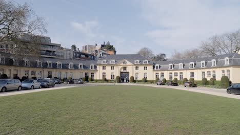 view from the cour d'honneur at the abbaye de la cambre in brussels, belgium